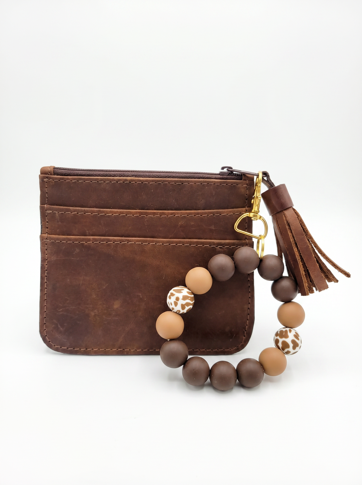 Slim Leather Card Wallet w/ Bracelet