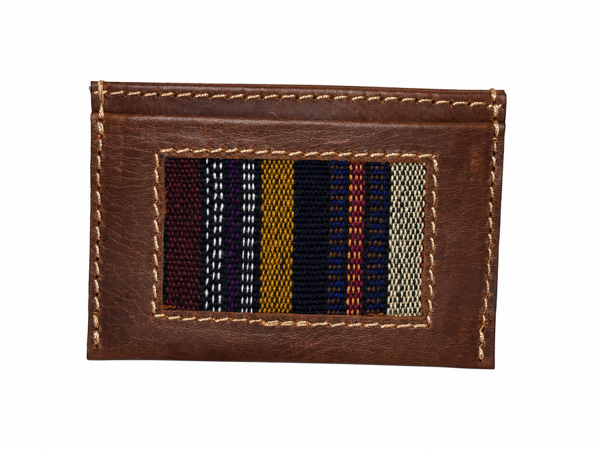 Leather and Huipil Credit Card Wallet