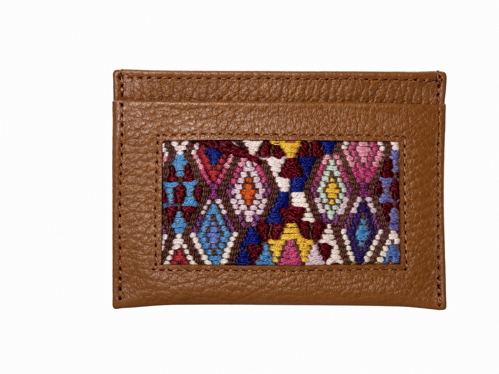 Leather and Huipil Credit Card Wallet