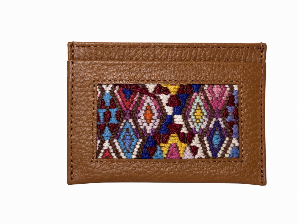 Leather and Huipil Credit Card Wallet