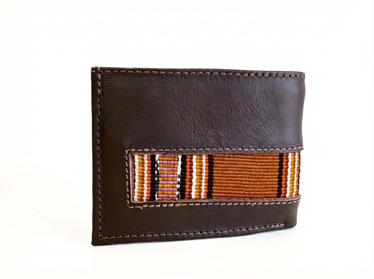 Leather & Huipil Bifold Wallet