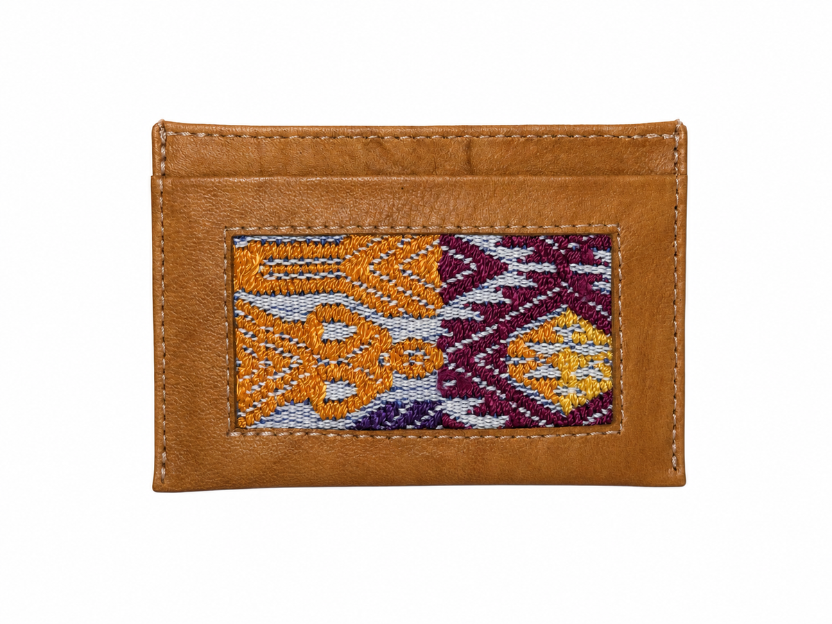 Leather and Huipil Credit Card Wallet