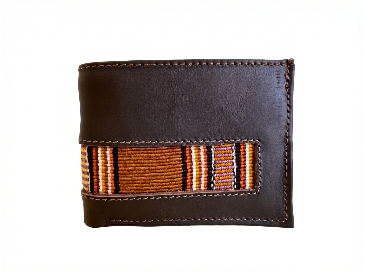 Leather & Huipil Bifold Wallet