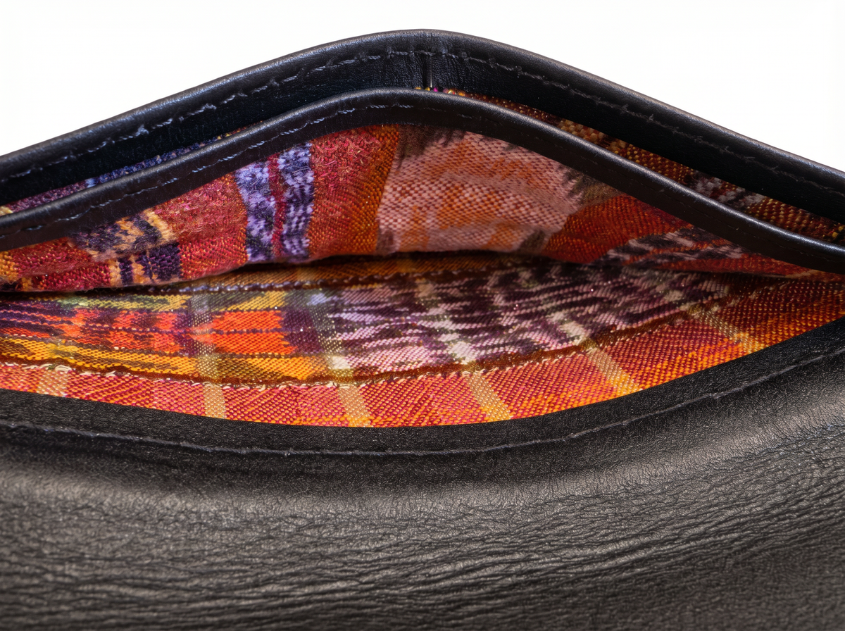 Leather & Huipil Flap Wallet