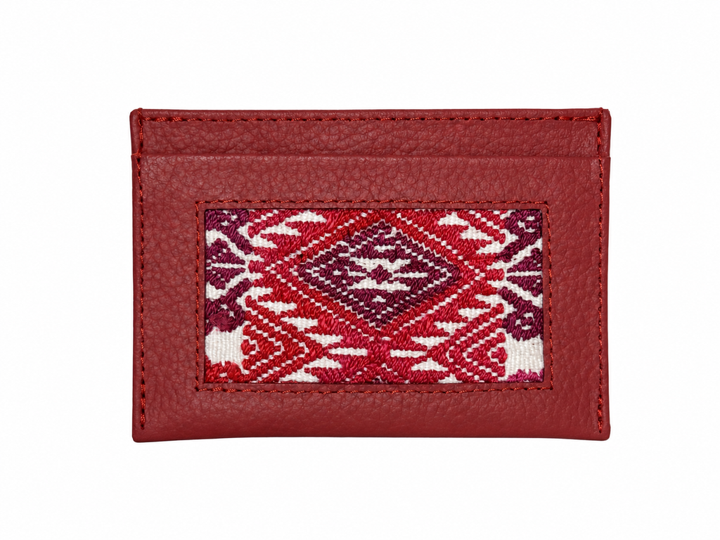 Leather and Huipil Credit Card Wallet