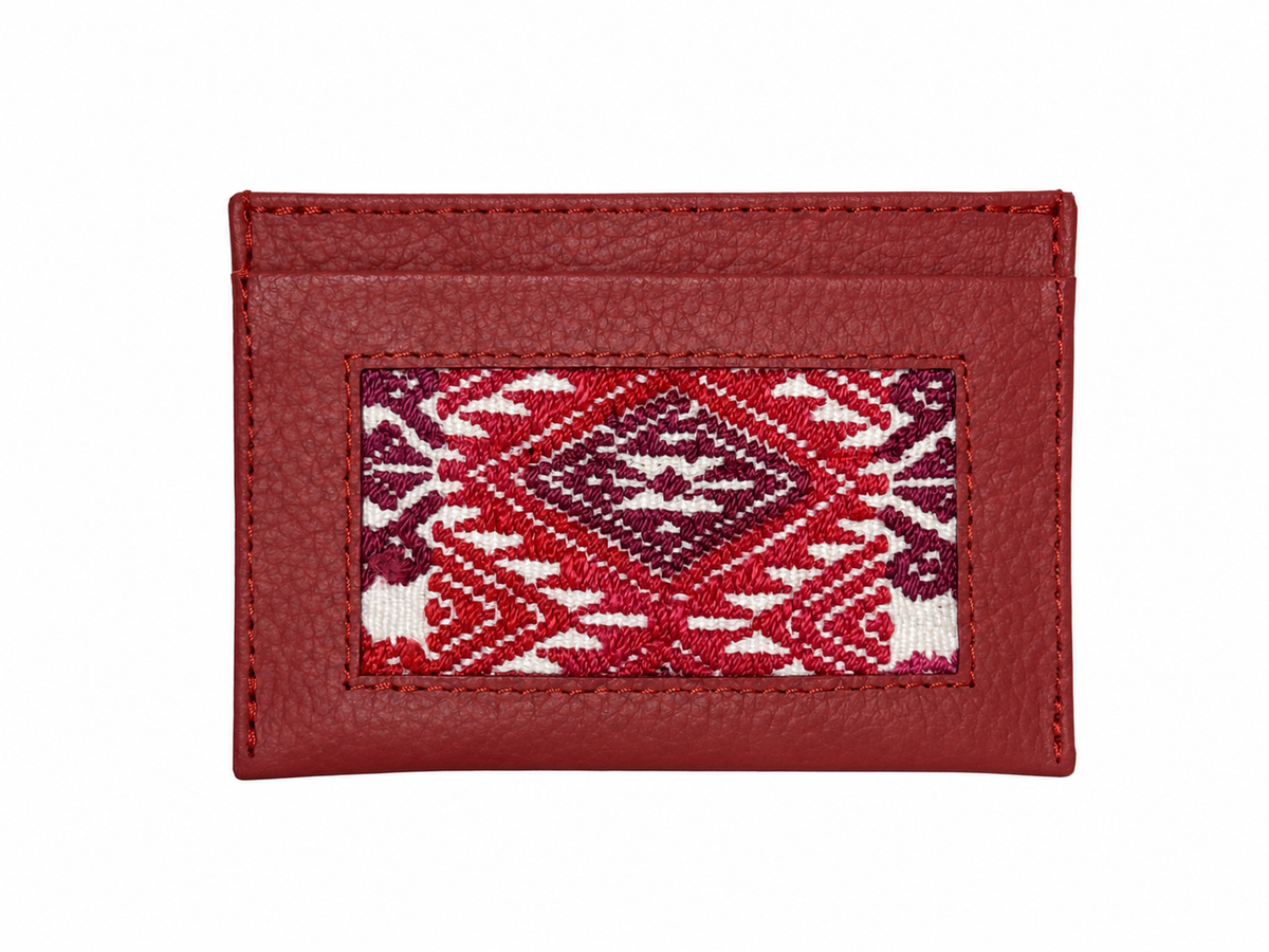 Leather and Huipil Credit Card Wallet
