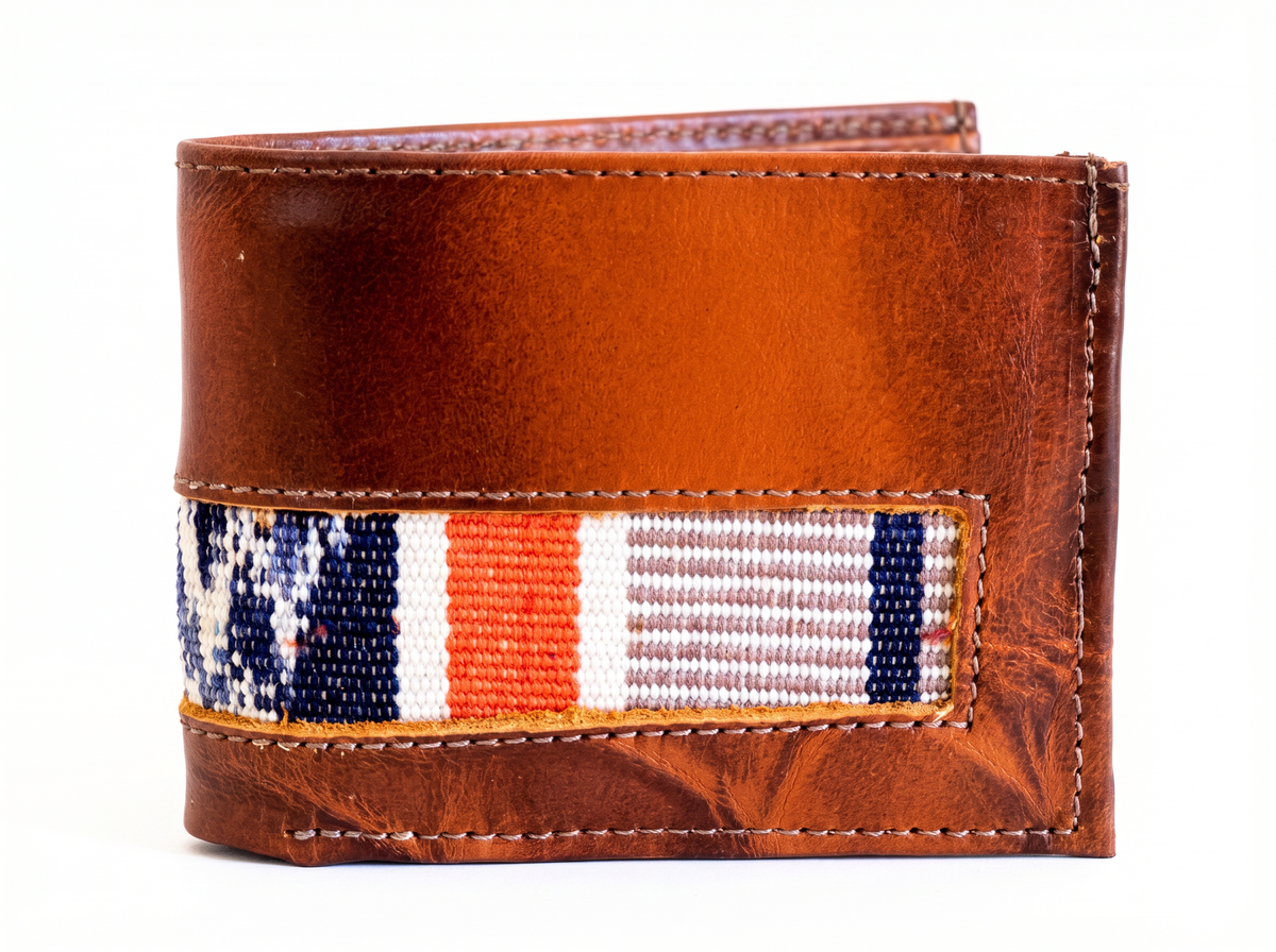 Leather & Huipil Bifold Wallet