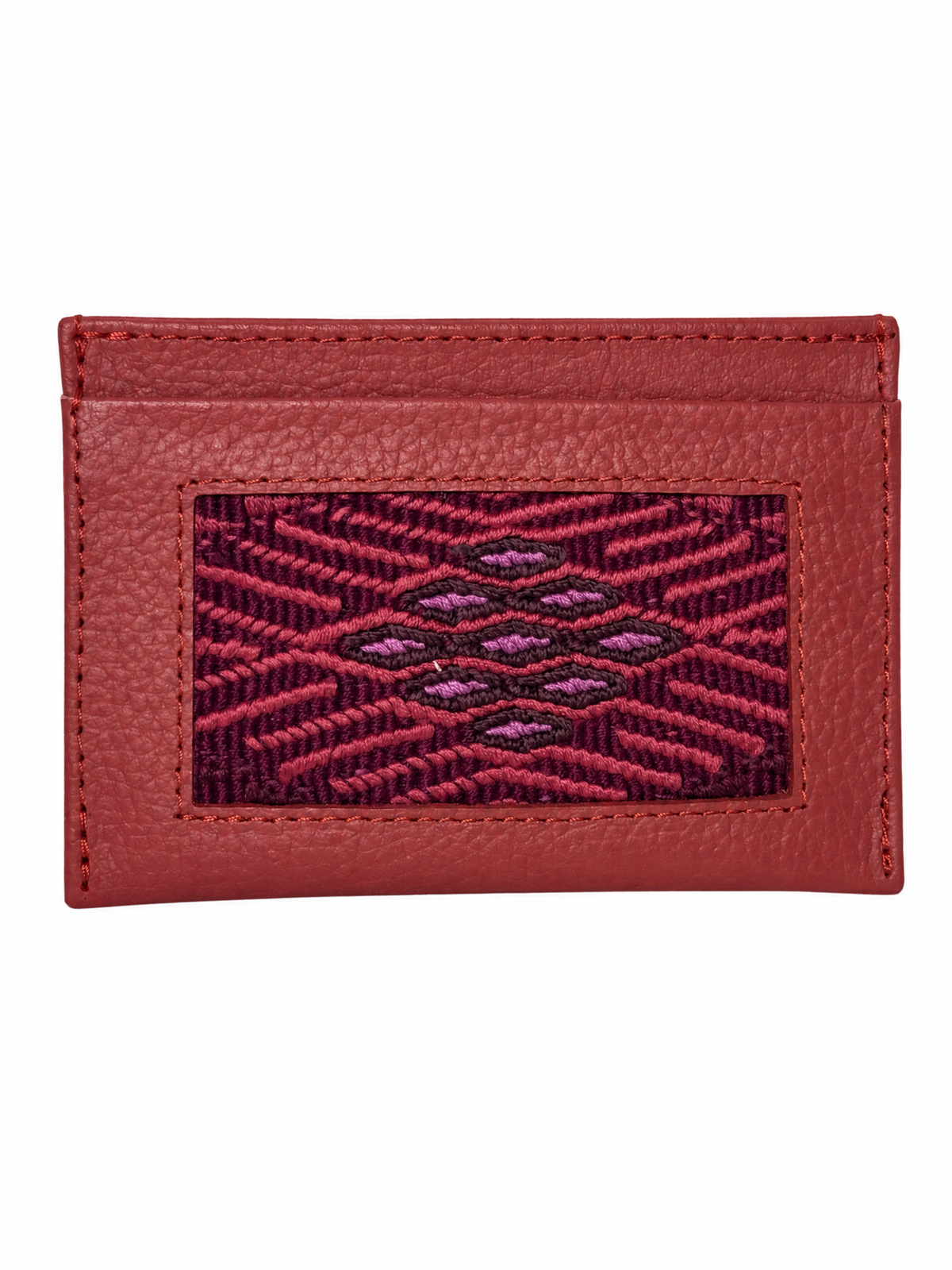 Leather and Huipil Credit Card Wallet