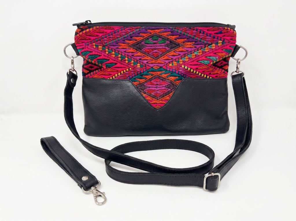 Leather & Huipil Purse