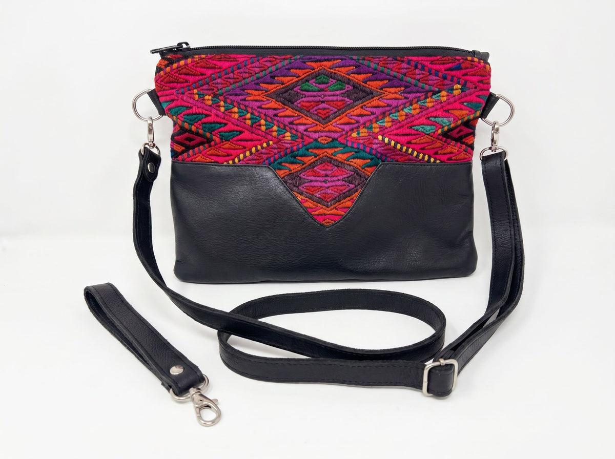 Leather & Huipil Purse