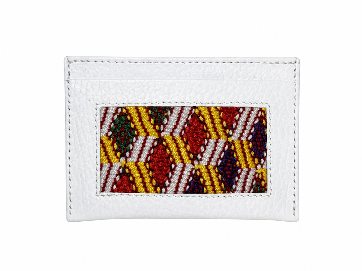 Leather and Huipil Credit Card Wallet
