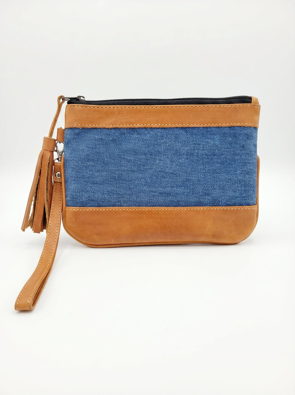 Denim & Leather Wristlet