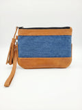 Denim & Leather Wristlet