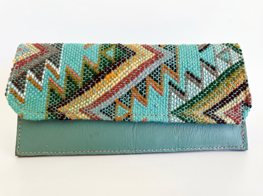 Leather & Huipil Flap Wallet