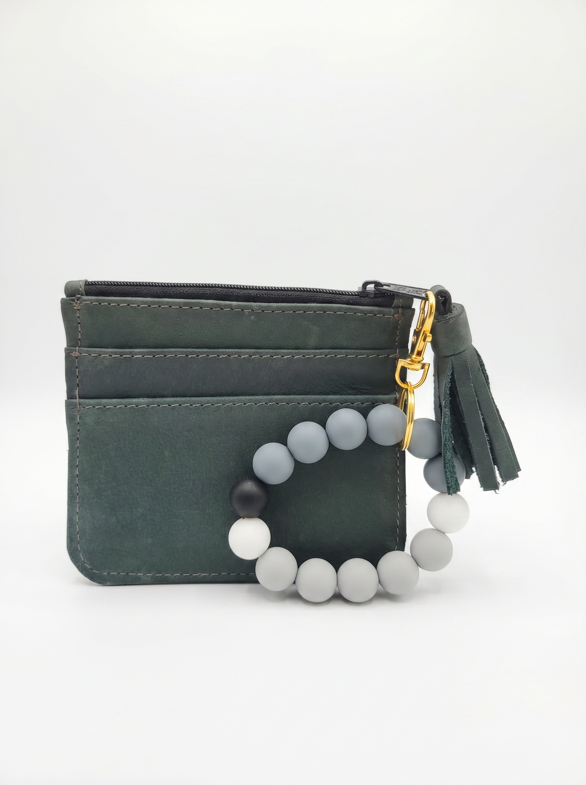 Slim Leather Card Wallet w/ Bracelet