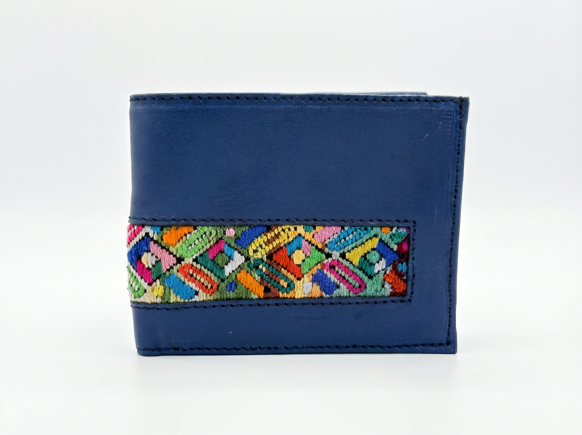 Leather & Huipil Bifold Wallet