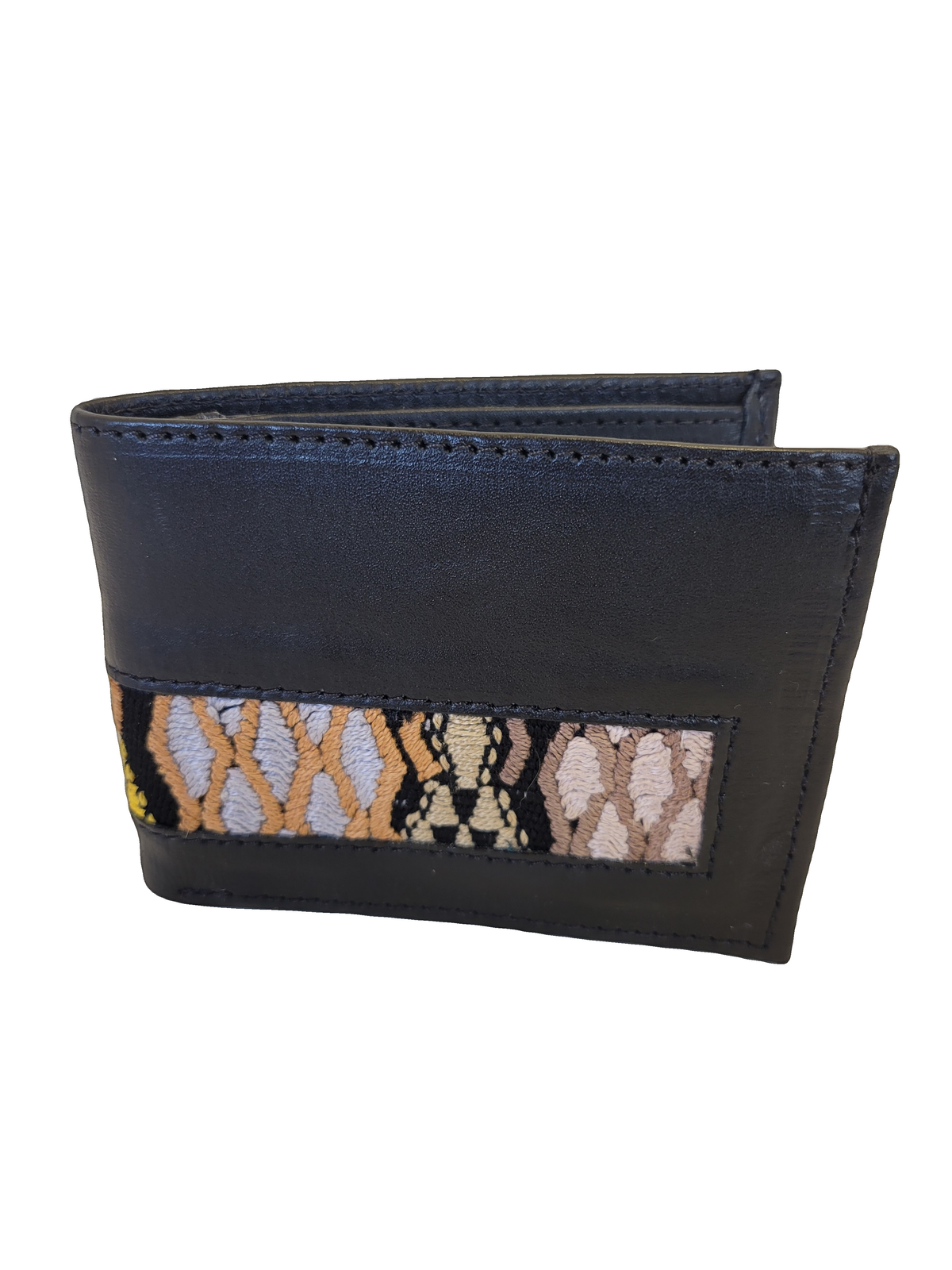Leather & Huipil Bifold Wallet