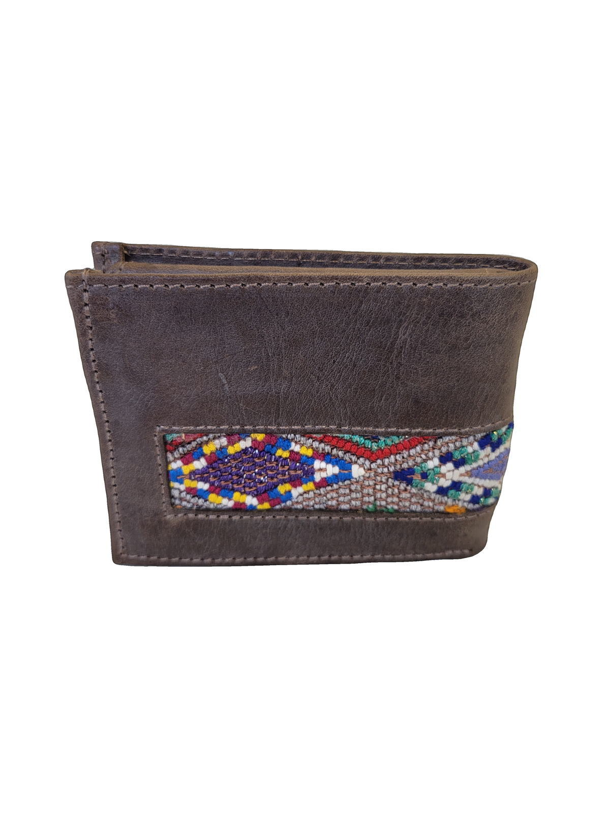 Leather & Huipil Bifold Wallet