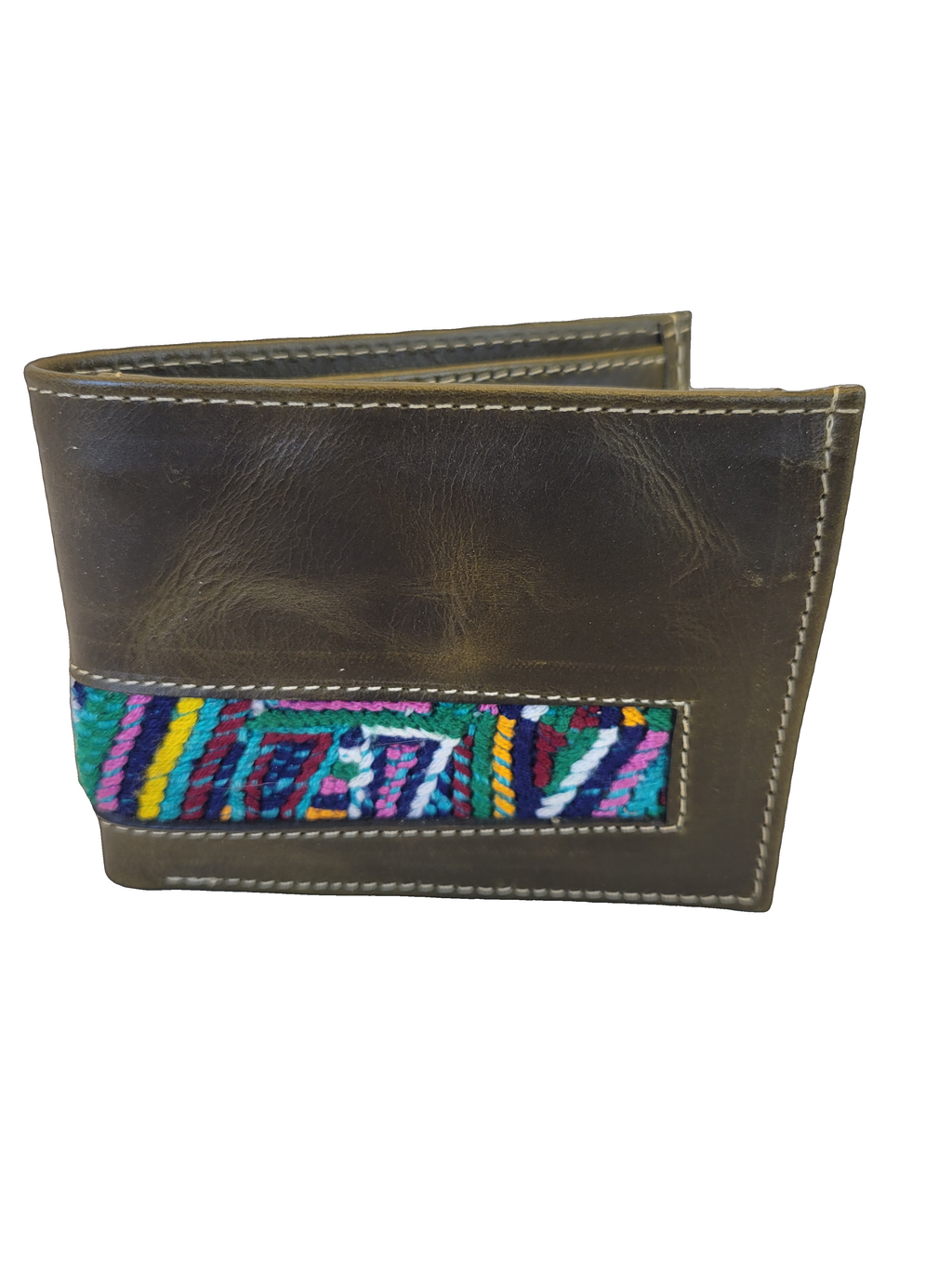 Leather & Huipil Bifold Wallet