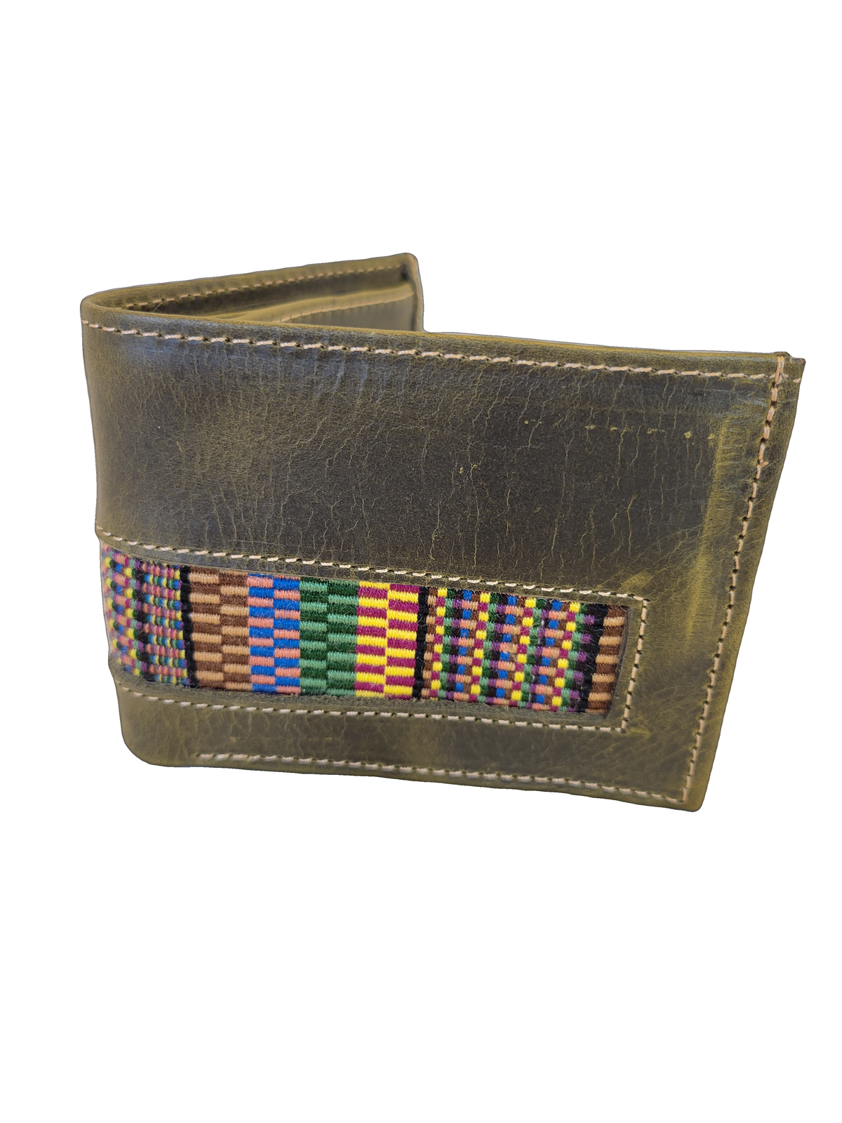 Leather & Huipil Bifold Wallet
