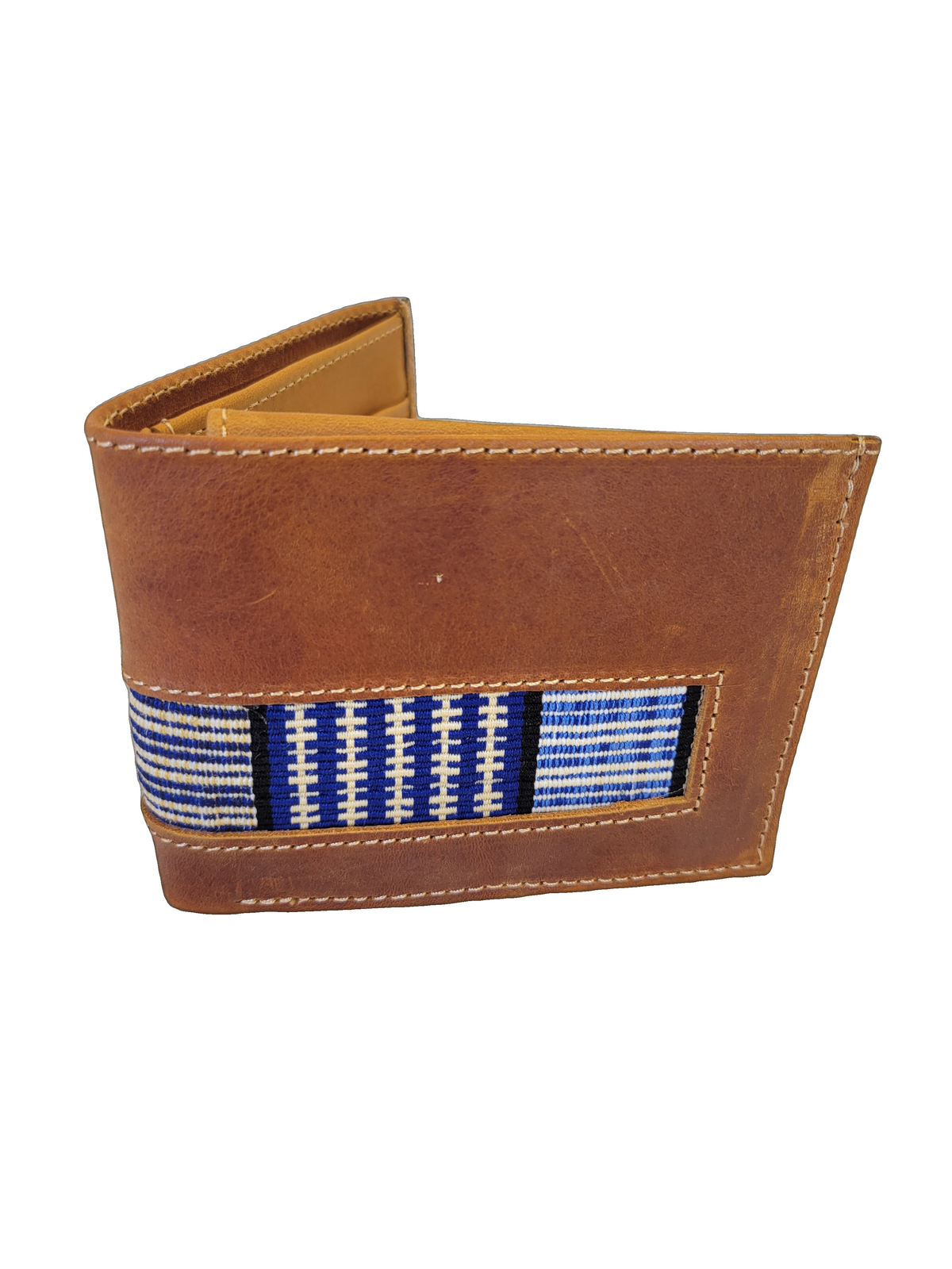 Leather & Huipil Bifold Wallet