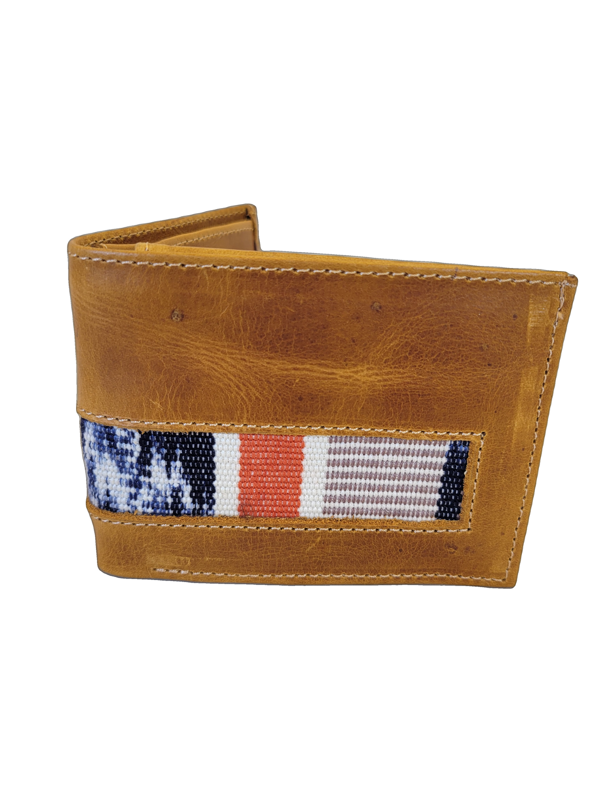 Leather & Huipil Bifold Wallet