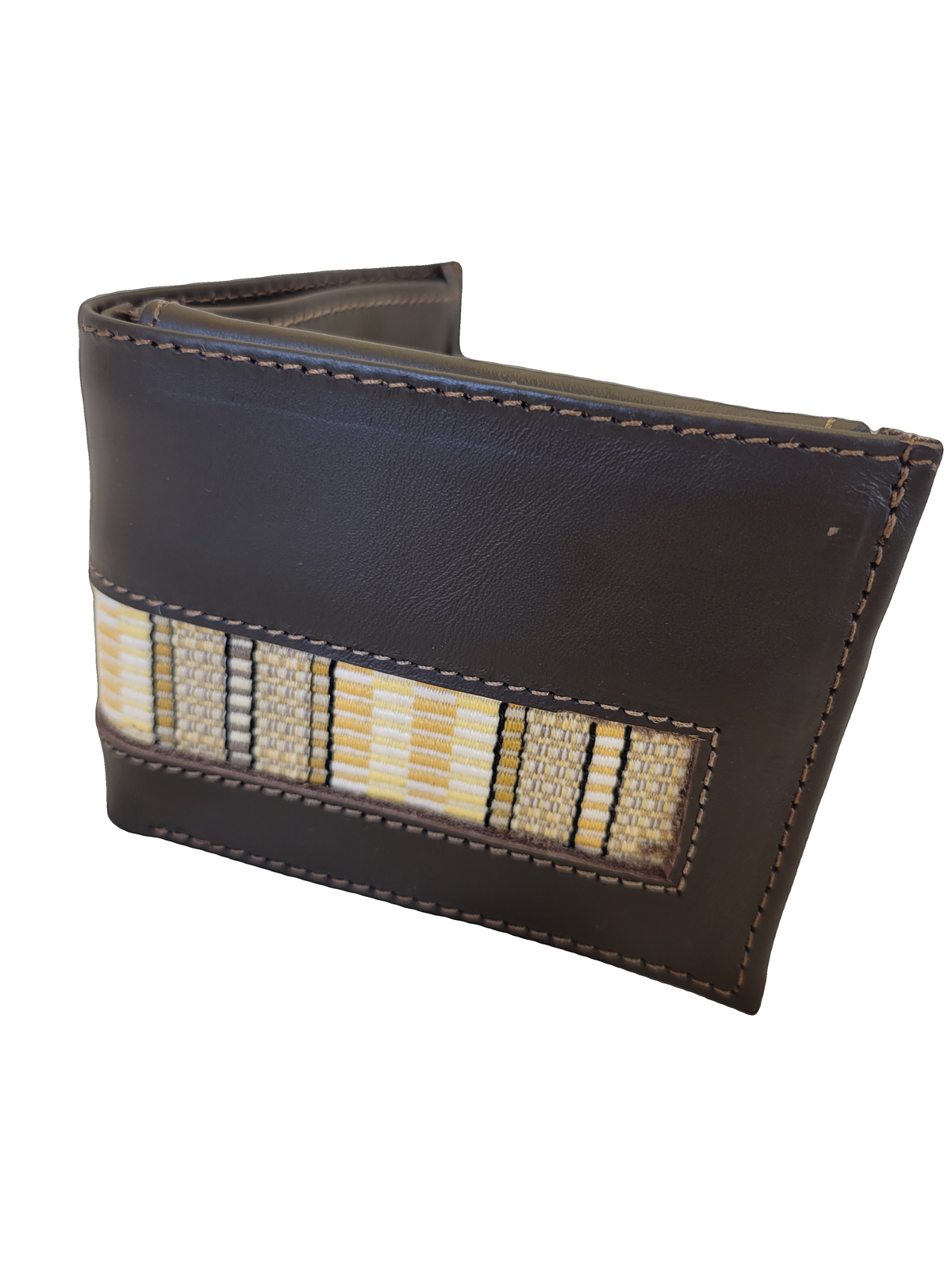 Leather & Huipil Bifold Wallet