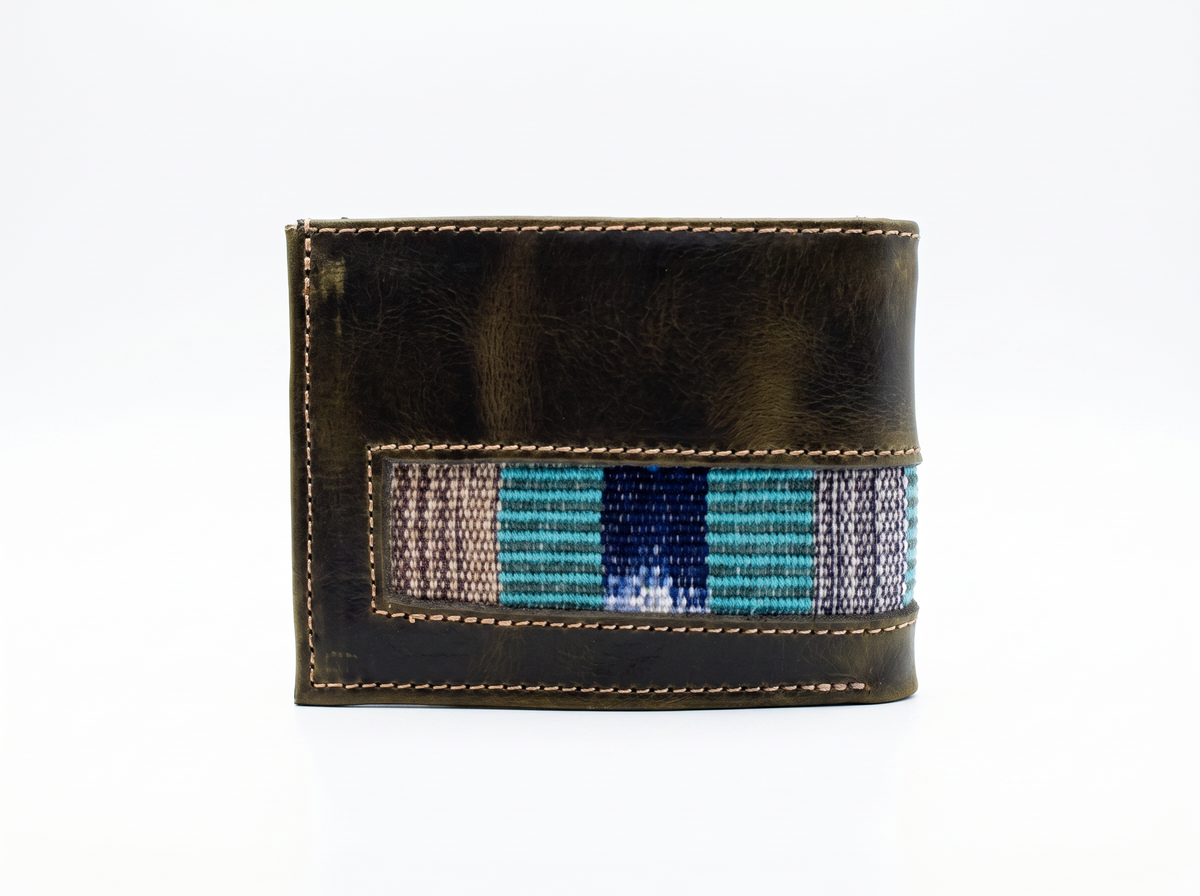 Leather & Huipil Bifold Wallet