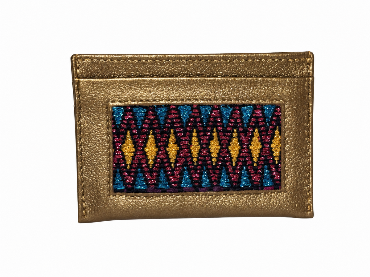 Leather and Huipil Credit Card Wallet