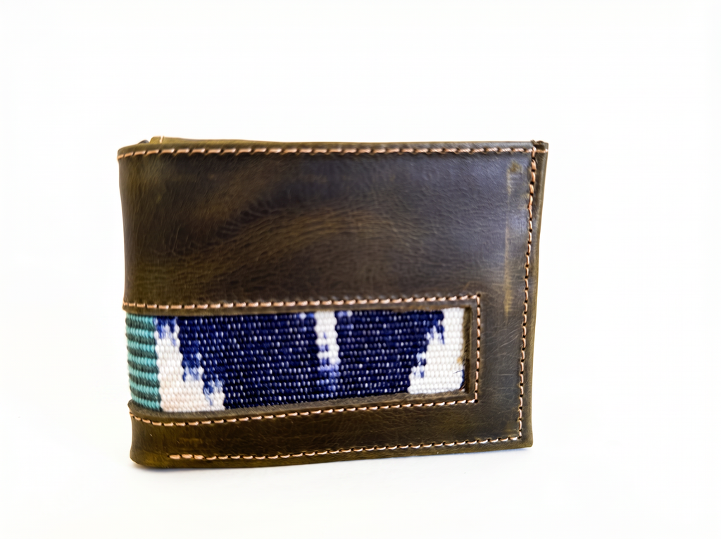 Leather & Huipil Bifold Wallet