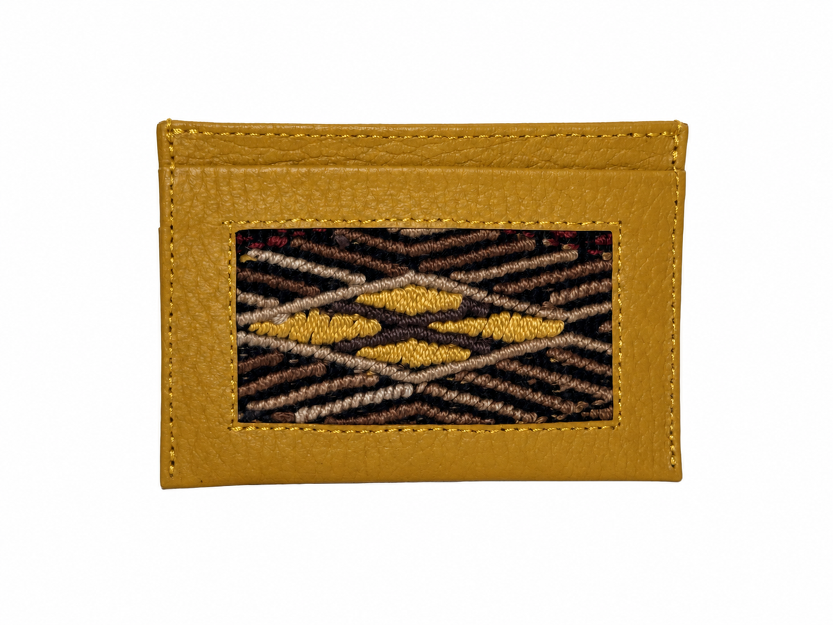 Leather and Huipil Credit Card Wallet