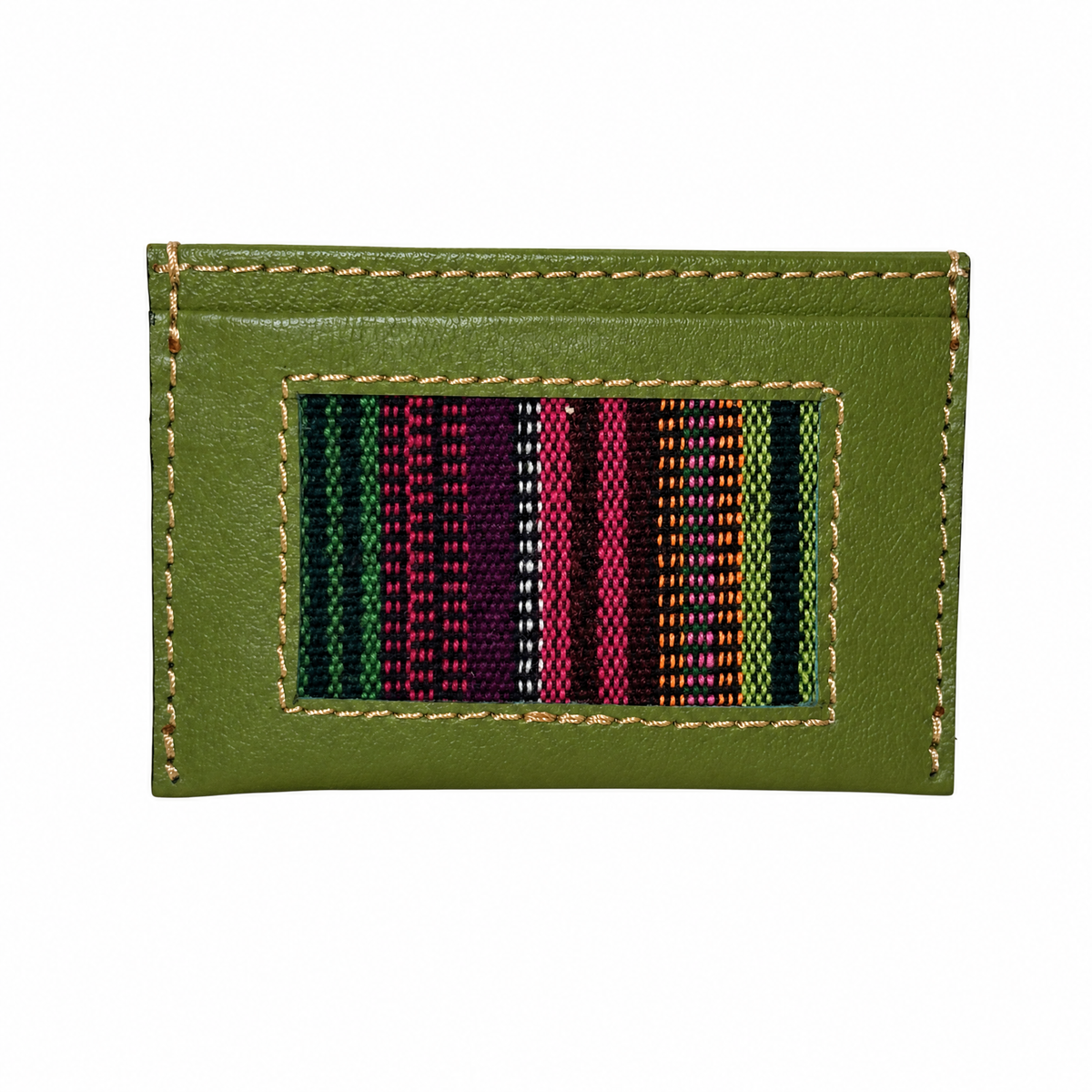 Leather and Huipil Credit Card Wallet