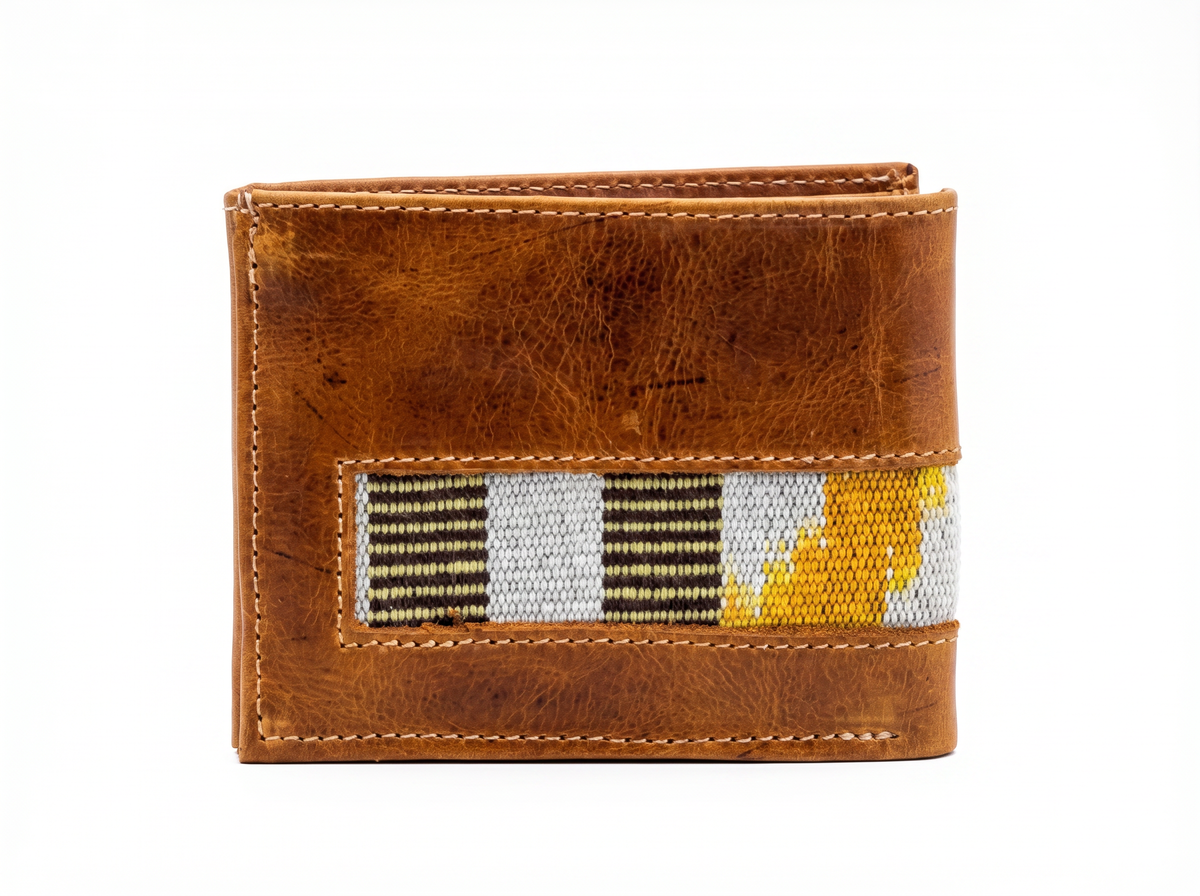 Leather & Huipil Bifold Wallet