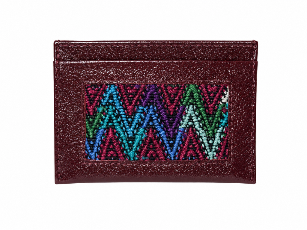 Leather and Huipil Credit Card Wallet