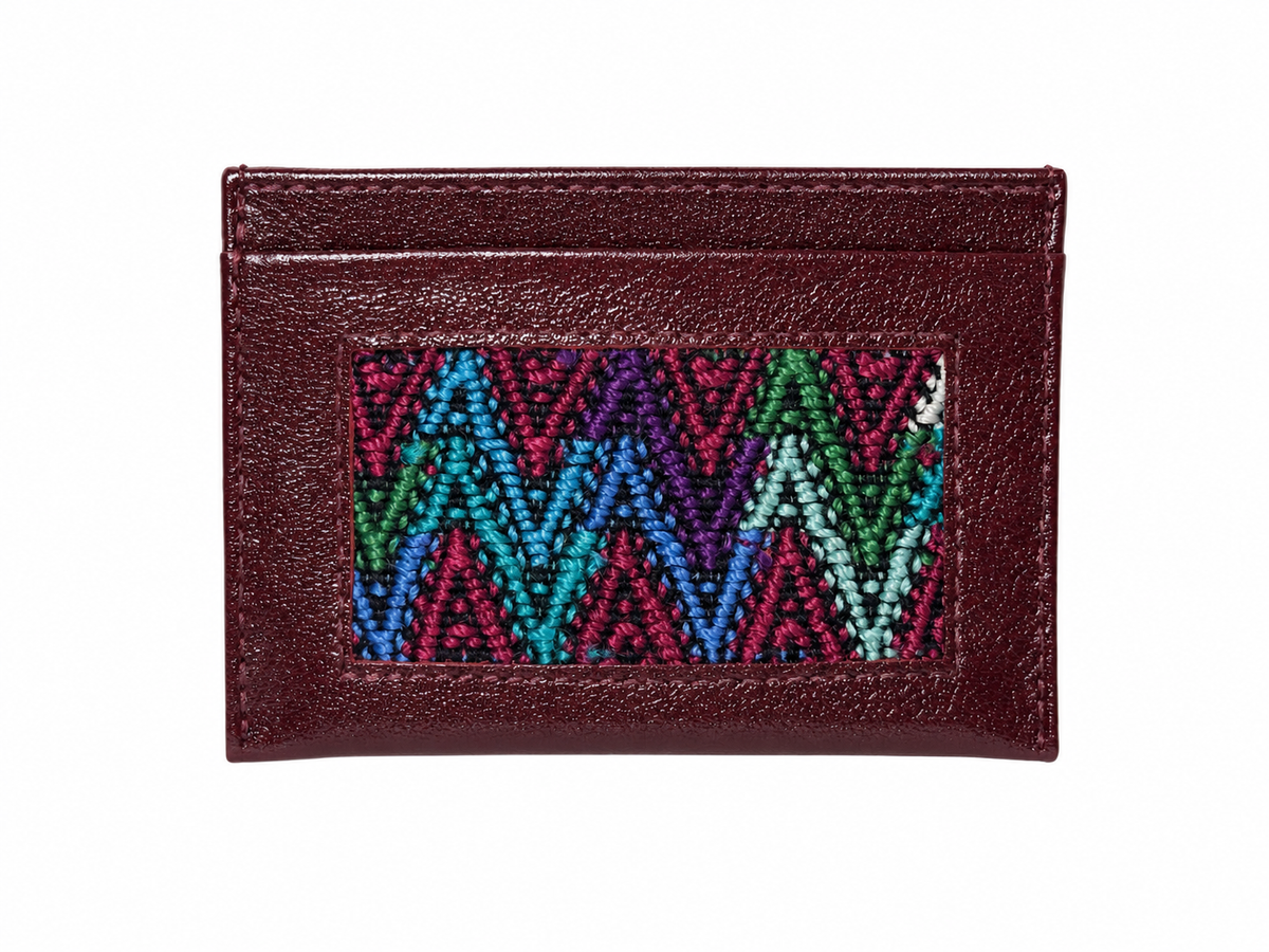 Leather and Huipil Credit Card Wallet