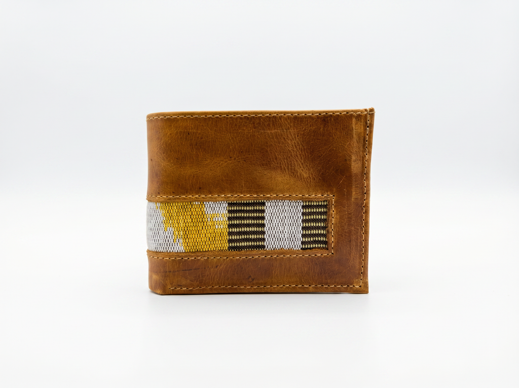 Leather & Huipil Bifold Wallet