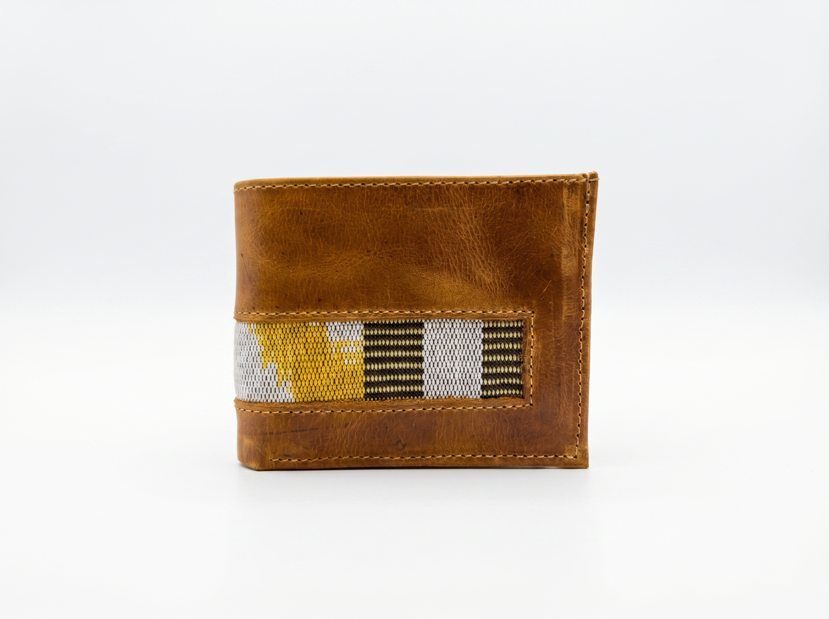 Leather & Huipil Bifold Wallet