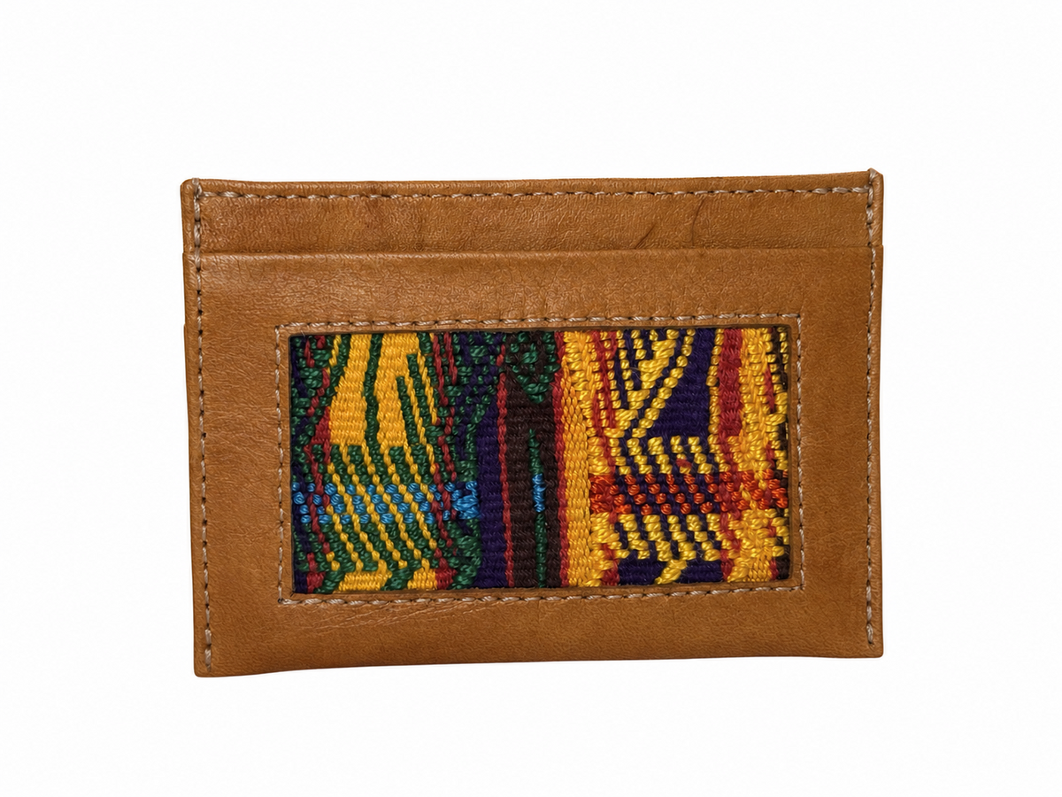 Leather and Huipil Credit Card Wallet
