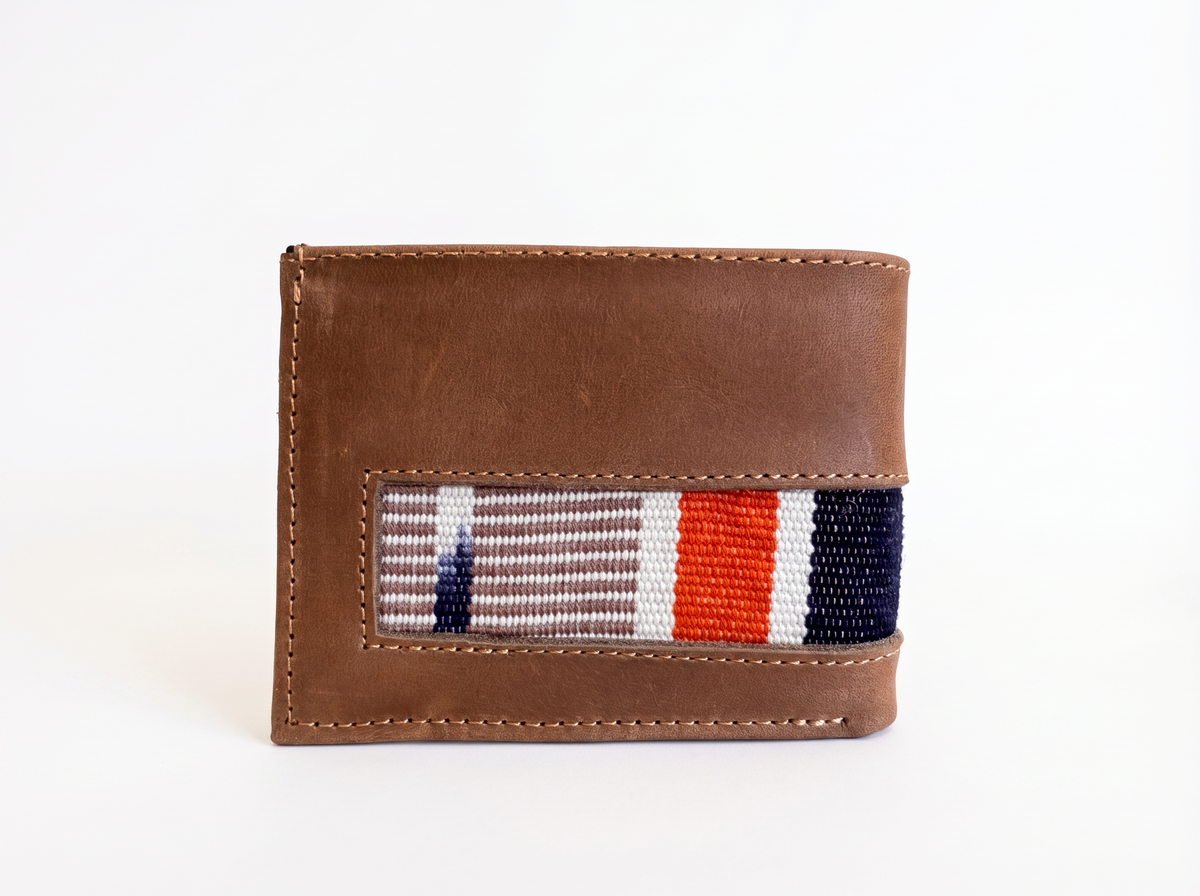 Leather & Huipil Bifold Wallet