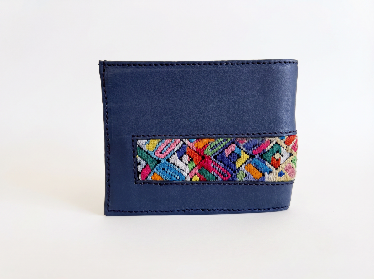 Leather & Huipil Bifold Wallet