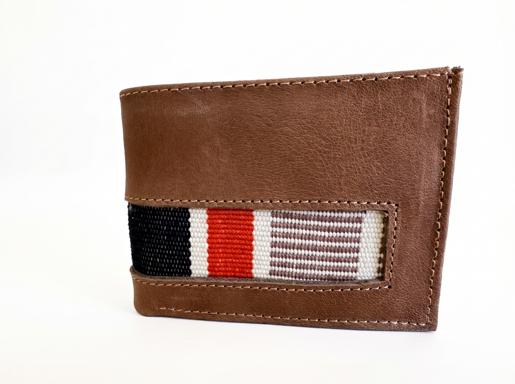 Leather & Huipil Bifold Wallet