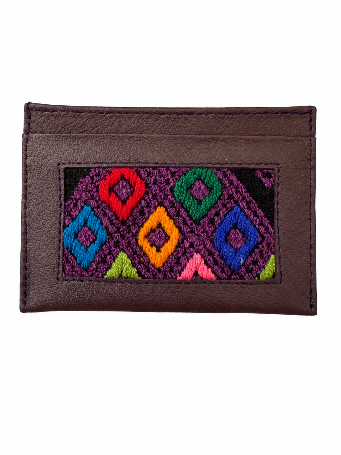 Leather and Huipil Credit Card Wallet