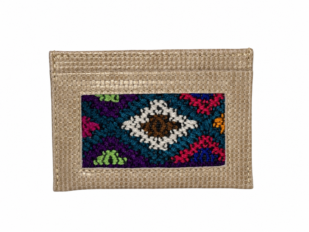 Leather and Huipil Credit Card Wallet