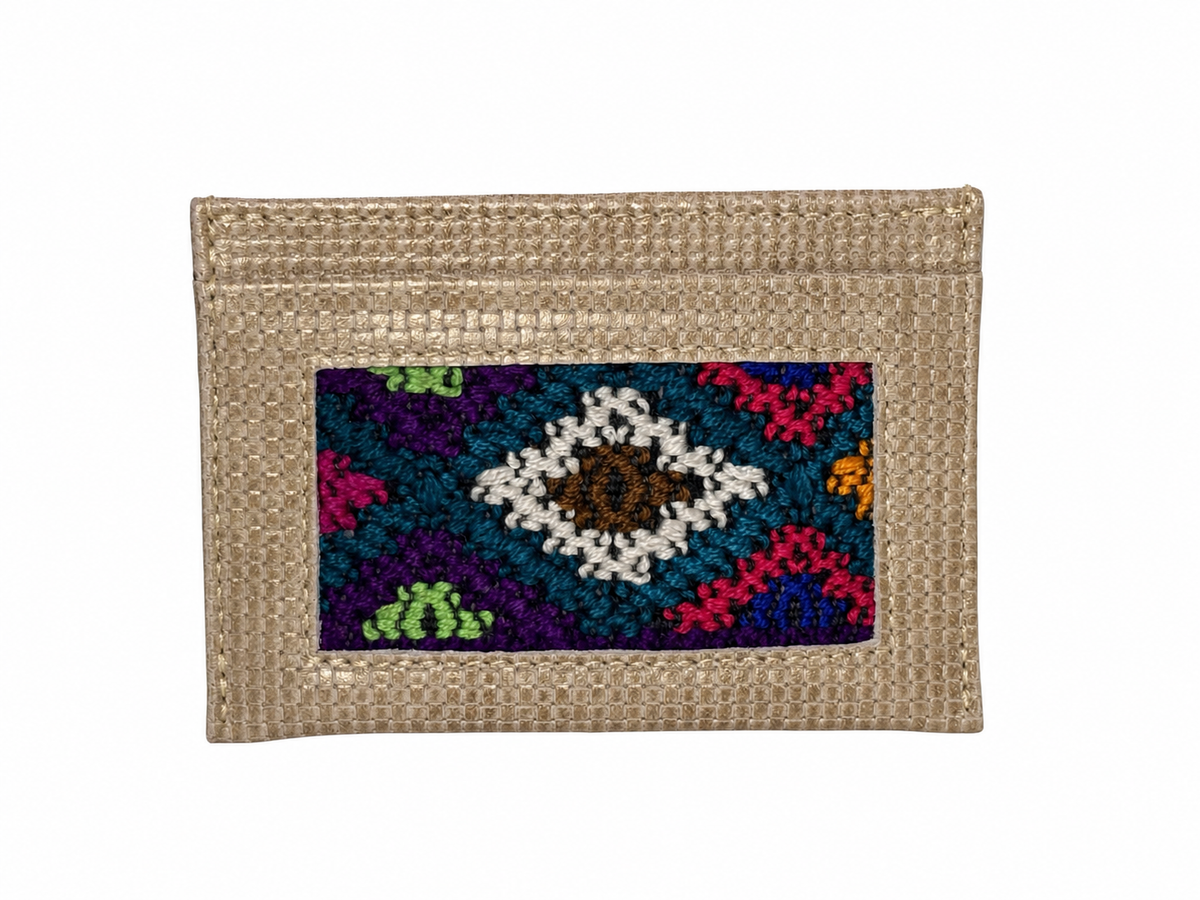 Leather and Huipil Credit Card Wallet