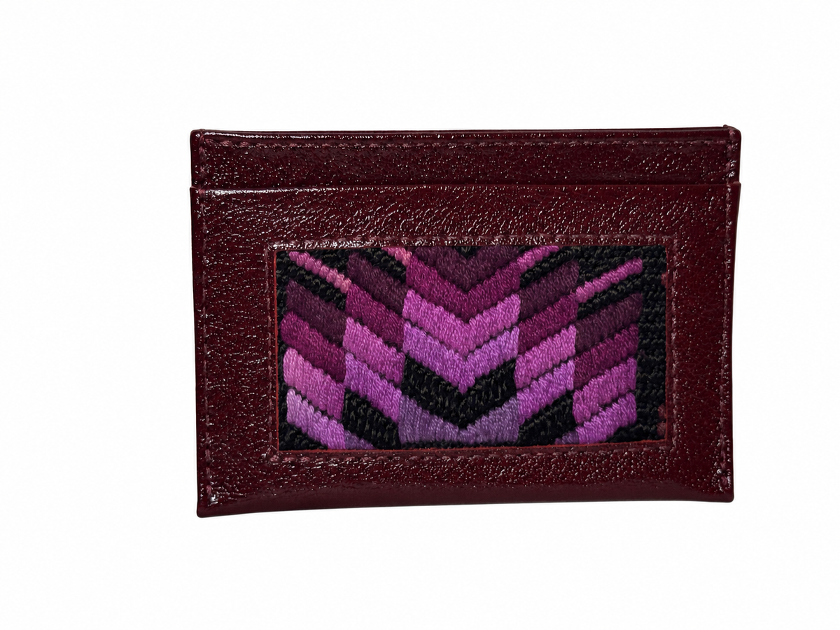 Leather and Huipil Credit Card Wallet