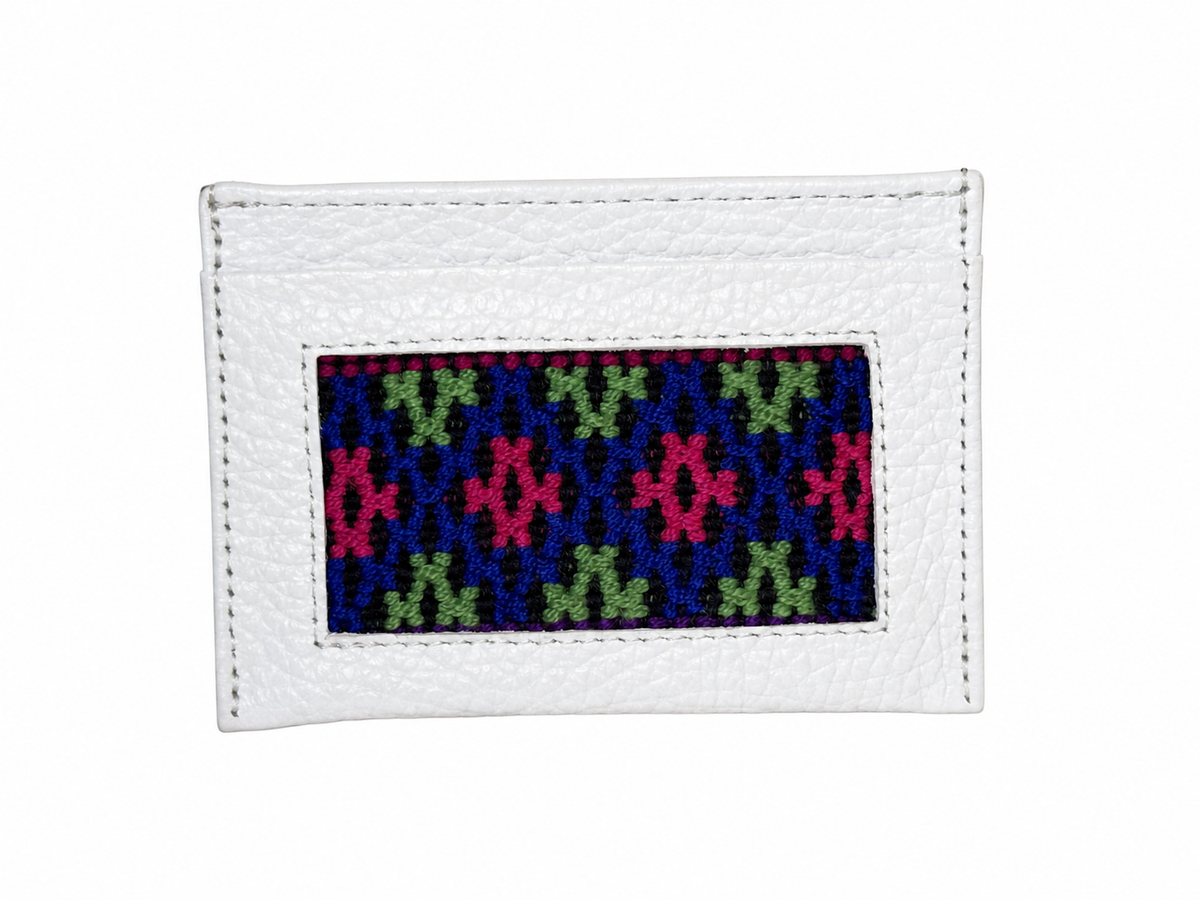 Leather and Huipil Credit Card Wallet