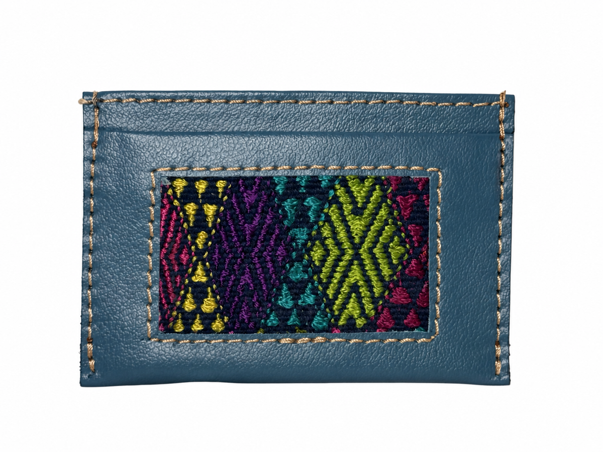 Leather and Huipil Credit Card Wallet