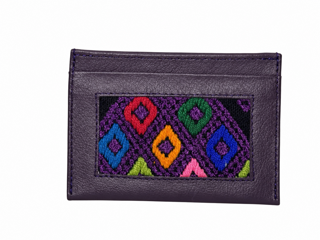 Leather and Huipil Credit Card Wallet