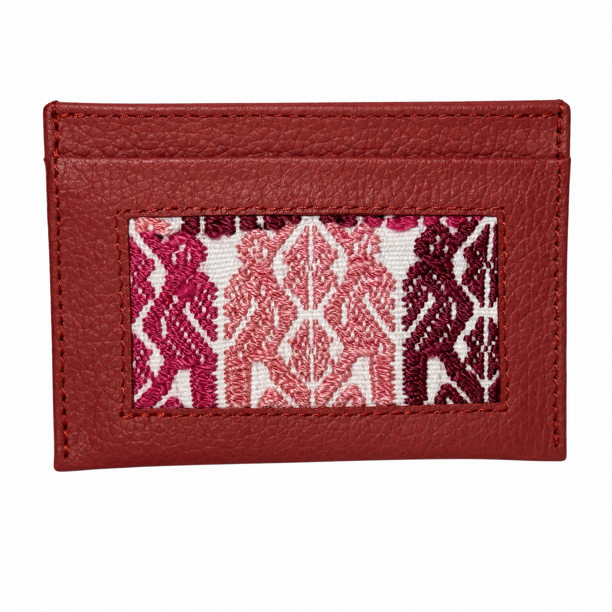 Leather and Huipil Credit Card Wallet