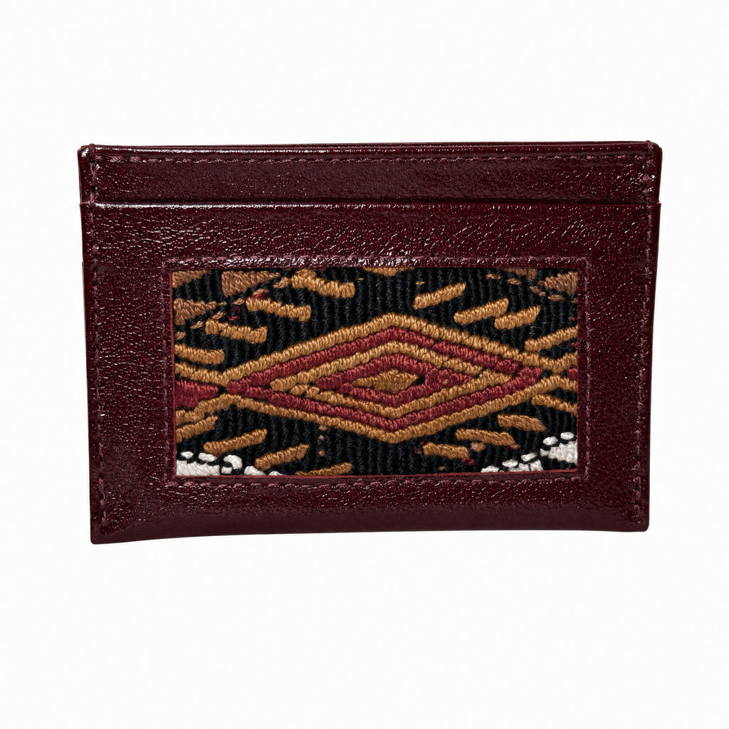 Leather and Huipil Credit Card Wallet